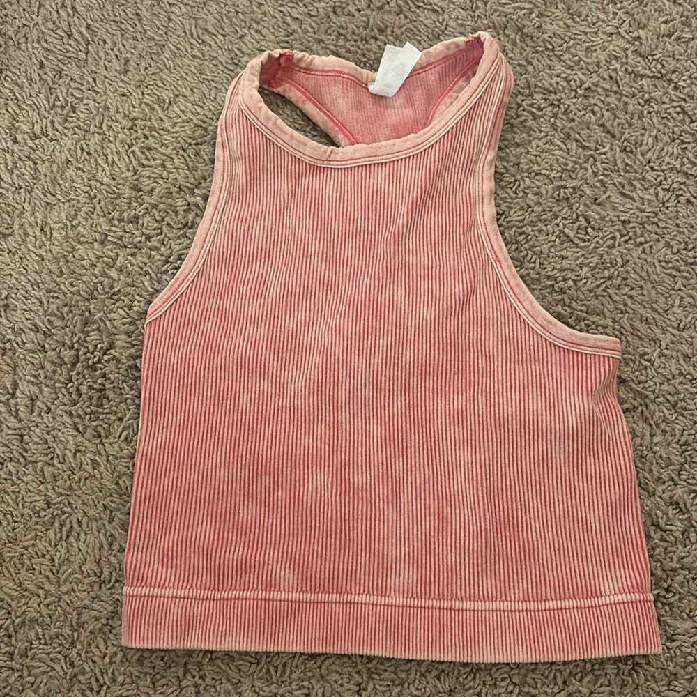 Pink faded razorback tank